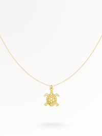 Halskette mit Schildkröten Anhänger | Edelstahl 14K vergoldet