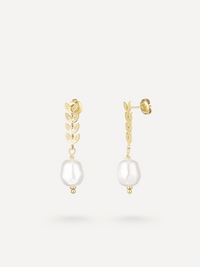 PEARL-LEAF | Edelstahl-Ohrringe 14K vergoldet