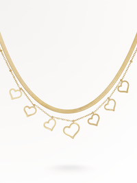Layering Halskette mit Herzen in Gold
