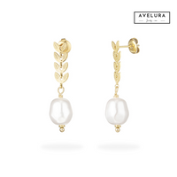 PEARL-LEAF | Edelstahl-Ohrringe 14K vergoldet