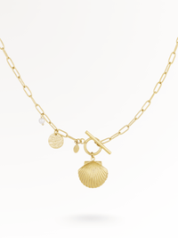 Muschel Edelstahl Halskette mit Perlen